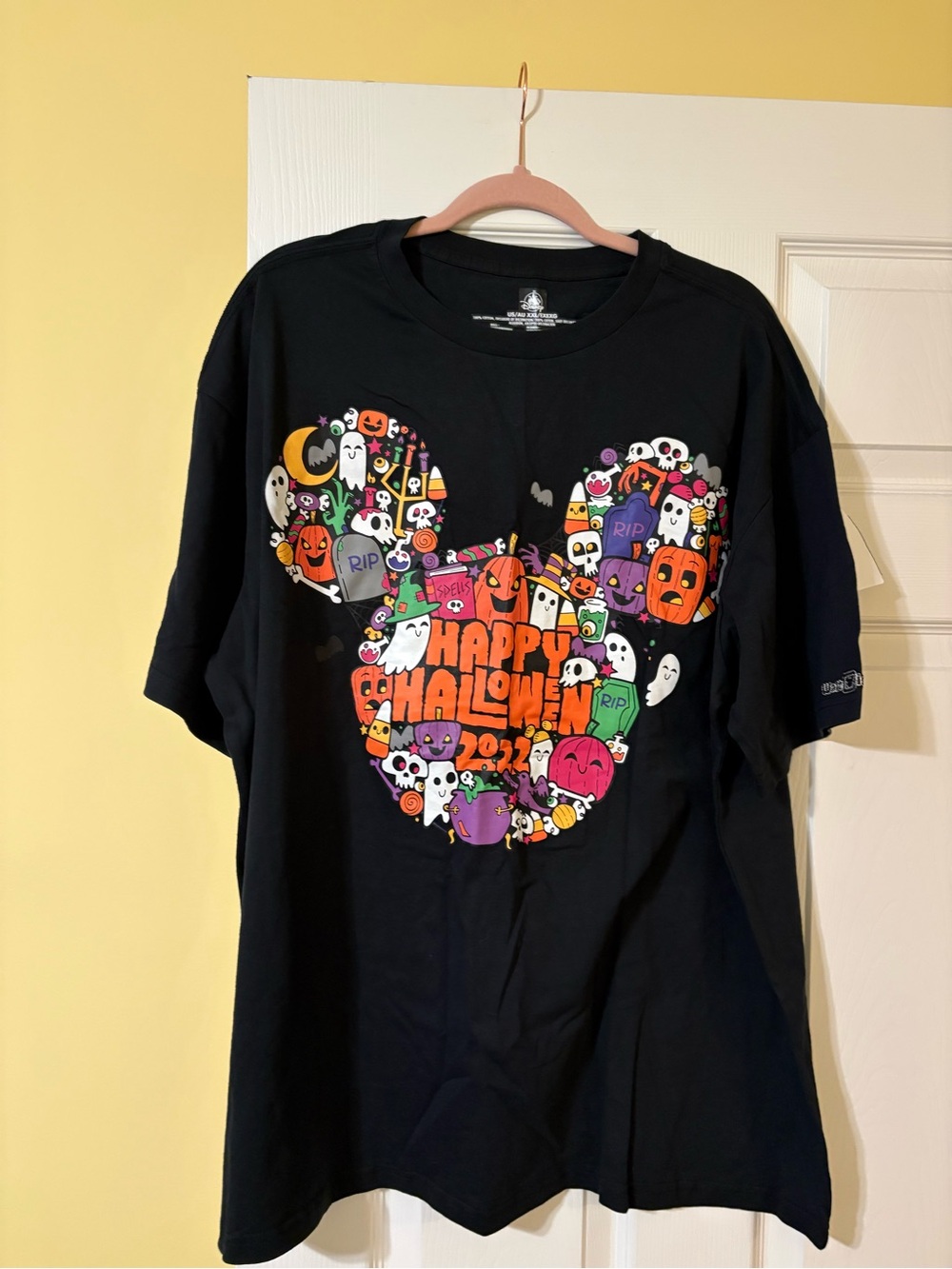 Disney Black Halloween Graphic Tee with Orange, Purple & Green Accents